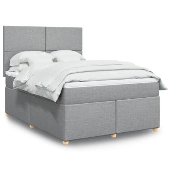 ARDEBO.de - Boxspringbett mit Matratze Hellgrau 140x190 cm Stoff