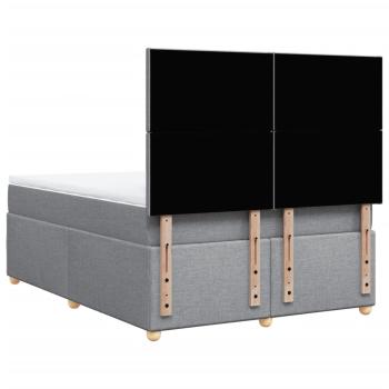 Boxspringbett mit Matratze Hellgrau 140x190 cm Stoff