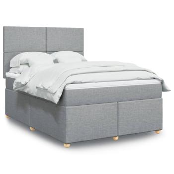 ARDEBO.de - Boxspringbett mit Matratze Hellgrau 160x200 cm Stoff