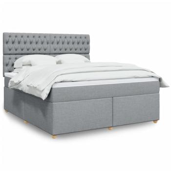 ARDEBO.de - Boxspringbett mit Matratze Hellgrau 180x200 cm Stoff