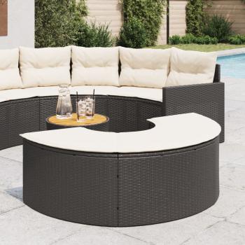 ARDEBO.de - Gartenhocker mit Kissen Schwarz Poly Rattan