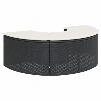 Gartenhocker mit Kissen Schwarz Poly Rattan