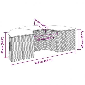 Gartenhocker mit Kissen Schwarz Poly Rattan