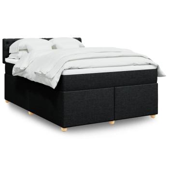 ARDEBO.de - Boxspringbett mit Matratze Schwarz 140x190 cm Stoff