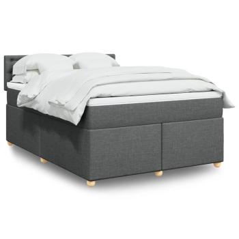 ARDEBO.de - Boxspringbett mit Matratze Dunkelgrau 140x190 cm Stoff