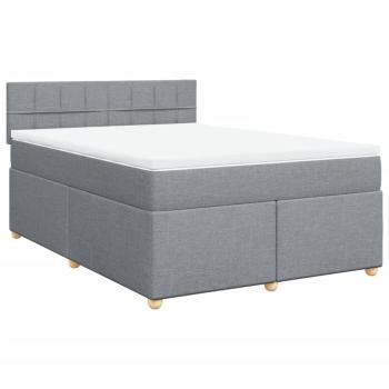 ARDEBO.de - Boxspringbett mit Matratze Hellgrau 140x200 cm Stoff