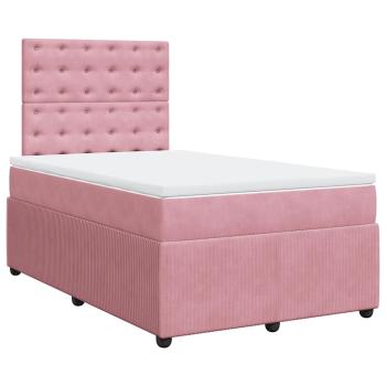 ARDEBO.de - Boxspringbett mit Matratze Rosa 120x200 cm Samt