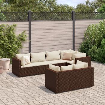 ARDEBO.de - 7-tlg. Garten-Lounge-Set mit Kissen Braun Poly Rattan