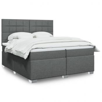 ARDEBO.de - Boxspringbett mit Matratze Dunkelgrau 200x200 cm Stoff