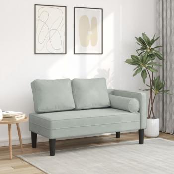 ARDEBO.de - Chaiselongue mit Kissen Hellgrau Samt