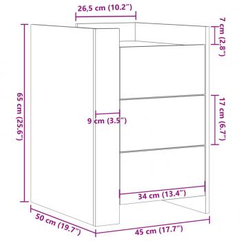Nachttisch Grau Sonoma 45x50x65 cm Holzwerkstoff