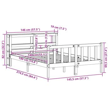 Bettgestell mit Kopfteil ohne Matratze Wachsbraun 140x190 cm