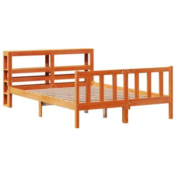 Bettgestell mit Kopfteil ohne Matratze Wachsbraun 140x190 cm