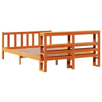 Bettgestell mit Kopfteil ohne Matratze Wachsbraun 140x190 cm