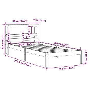 Bettgestell mit Kopfteil ohne Matratze Wachsbraun 90x200 cm