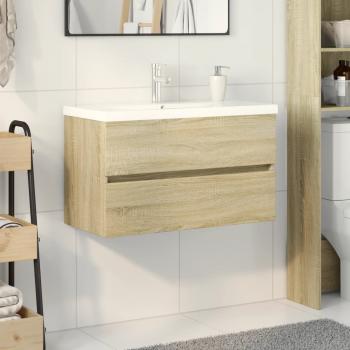 ARDEBO.de - 2-tlg. Badmöbel-Set Keramik und Holzwerkstoff