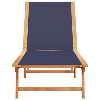 Sonnenliege Blau Massivholz Akazie und Textilene