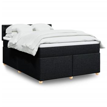 ARDEBO.de - Boxspringbett mit Matratze Schwarz 140x190 cm Stoff