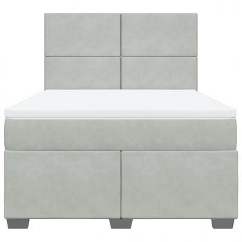 Boxspringbett mit Matratze Hellgrau 140x190 cm Samt