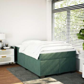 Boxspringbett mit Matratze Dunkelgrün 120x190 cm Samt