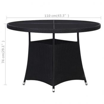ARDEBO.de - Gartentisch Schwarz Ø110x74 cm Poly Rattan
