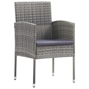 Gartenstühle mit Kissen in Dunkelgrau 2 Stk. Grau Polyrattan