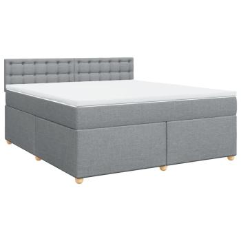 ARDEBO.de - Boxspringbett mit Matratze Hellgrau 180x200 cm Stoff