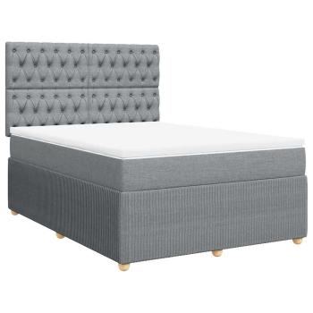 ARDEBO.de - Boxspringbett mit Matratze Hellgrau 140x200 cm Stoff