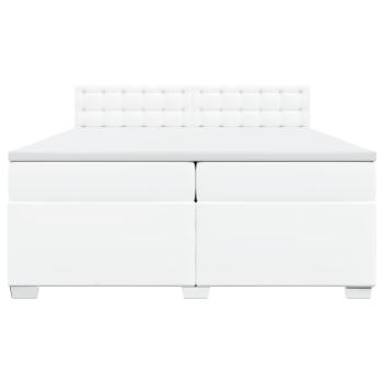 Boxspringbett mit Matratze Weiß 200x200 cm Kunstleder