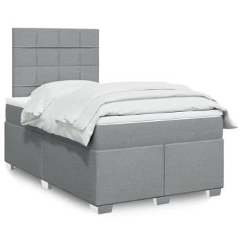 ARDEBO.de - Boxspringbett mit Matratze Hellgrau 120x190 cm Stoff