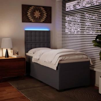 Boxspringbett mit Matratze Grau 80x200 cm Kunstleder