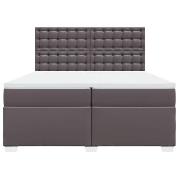 Boxspringbett mit Matratze Grau 200x200 cm Kunstleder