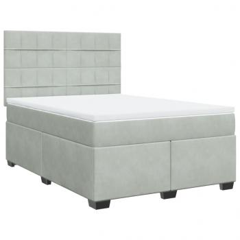 ARDEBO.de - Boxspringbett mit Matratze Hellgrau 140x200 cm Samt