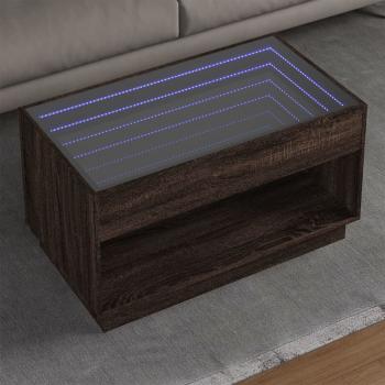 ARDEBO.de - Couchtisch mit Infinity-LED Braun Eichen-Optik 90x50x50 cm