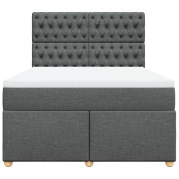 Boxspringbett mit Matratze Dunkelgrau 140x190 cm Stoff