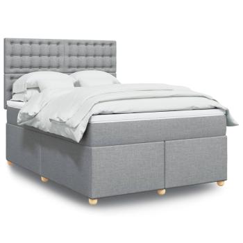 ARDEBO.de - Boxspringbett mit Matratze Hellgrau 160x200 cm Stoff
