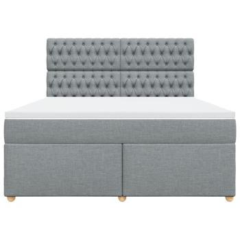 Boxspringbett mit Matratze Hellgrau 180x200 cm Stoff