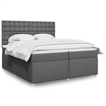 ARDEBO.de - Boxspringbett mit Matratze Dunkelgrau 200x200 cm Stoff