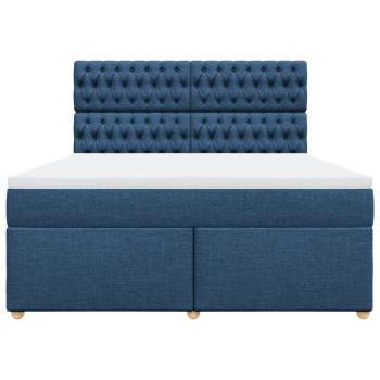 Boxspringbett mit Matratze Blau 180x200 cm Stoff