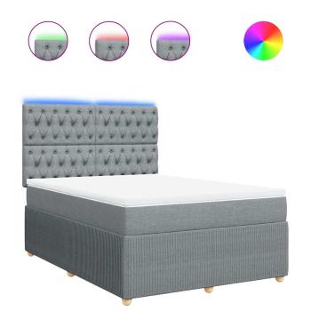 ARDEBO.de - Boxspringbett mit Matratze Hellgrau 160x200 cm Stoff