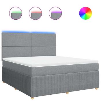 Boxspringbett mit Matratze Hellgrau 180x200 cm Stoff