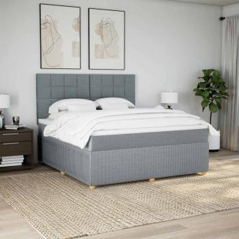 ARDEBO.de - Boxspringbett mit Matratze Hellgrau 180x200 cm Stoff