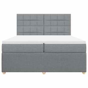 Boxspringbett mit Matratze Hellgrau 200x200 cm Stoff