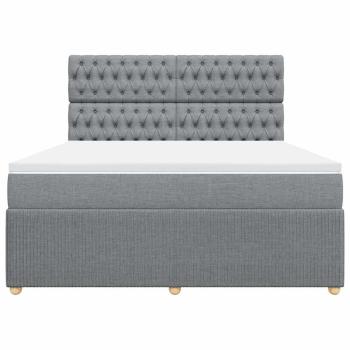 Boxspringbett mit Matratze Hellgrau 180x200 cm Stoff