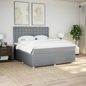 ARDEBO.de - Boxspringbett mit Matratze Hellgrau 180x200 cm Stoff