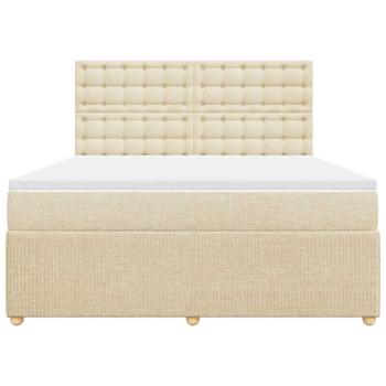 ARDEBO.de - Boxspringbett mit Matratze Creme 180x200 cm Stoff