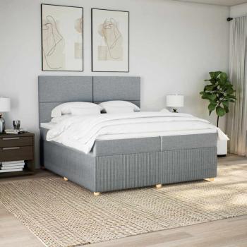 ARDEBO.de - Boxspringbett mit Matratze Hellgrau 200x200 cm Stoff