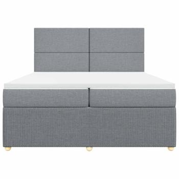 Boxspringbett mit Matratze Hellgrau 200x200 cm Stoff