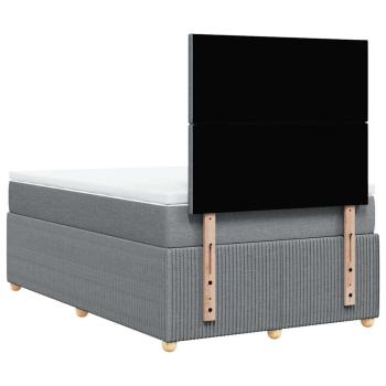 Boxspringbett mit Matratze Hellgrau 120x200 cm Stoff