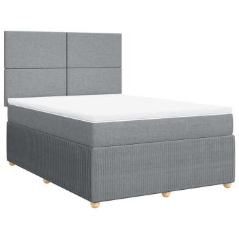 Boxspringbett mit Matratze Hellgrau 140x190 cm Stoff